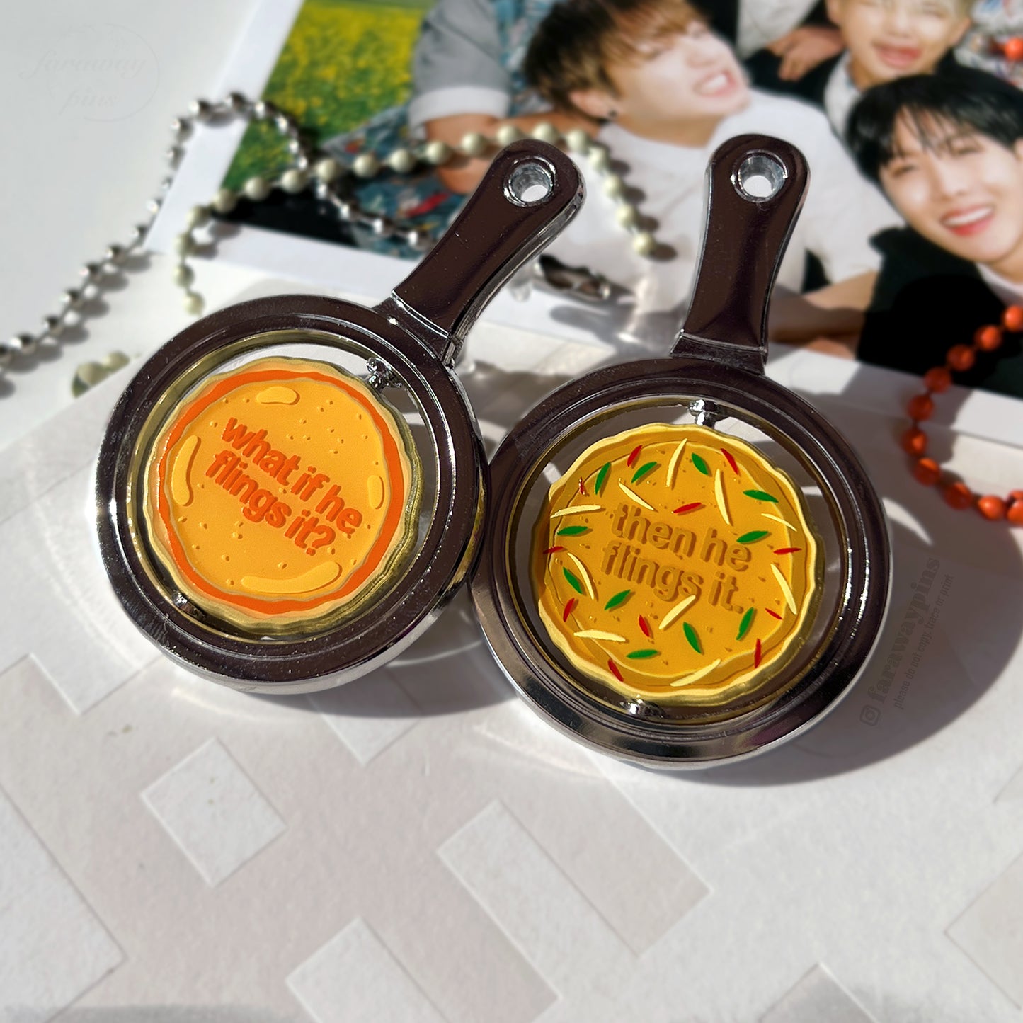 In the Soop Pancake Flip Spinning Pin/Keychain