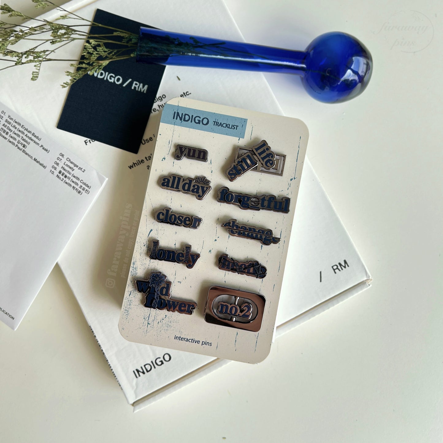 RM/Namjoon's Indigo Tracklist Pins (Individual Pieces & Sets) (15% OFF)