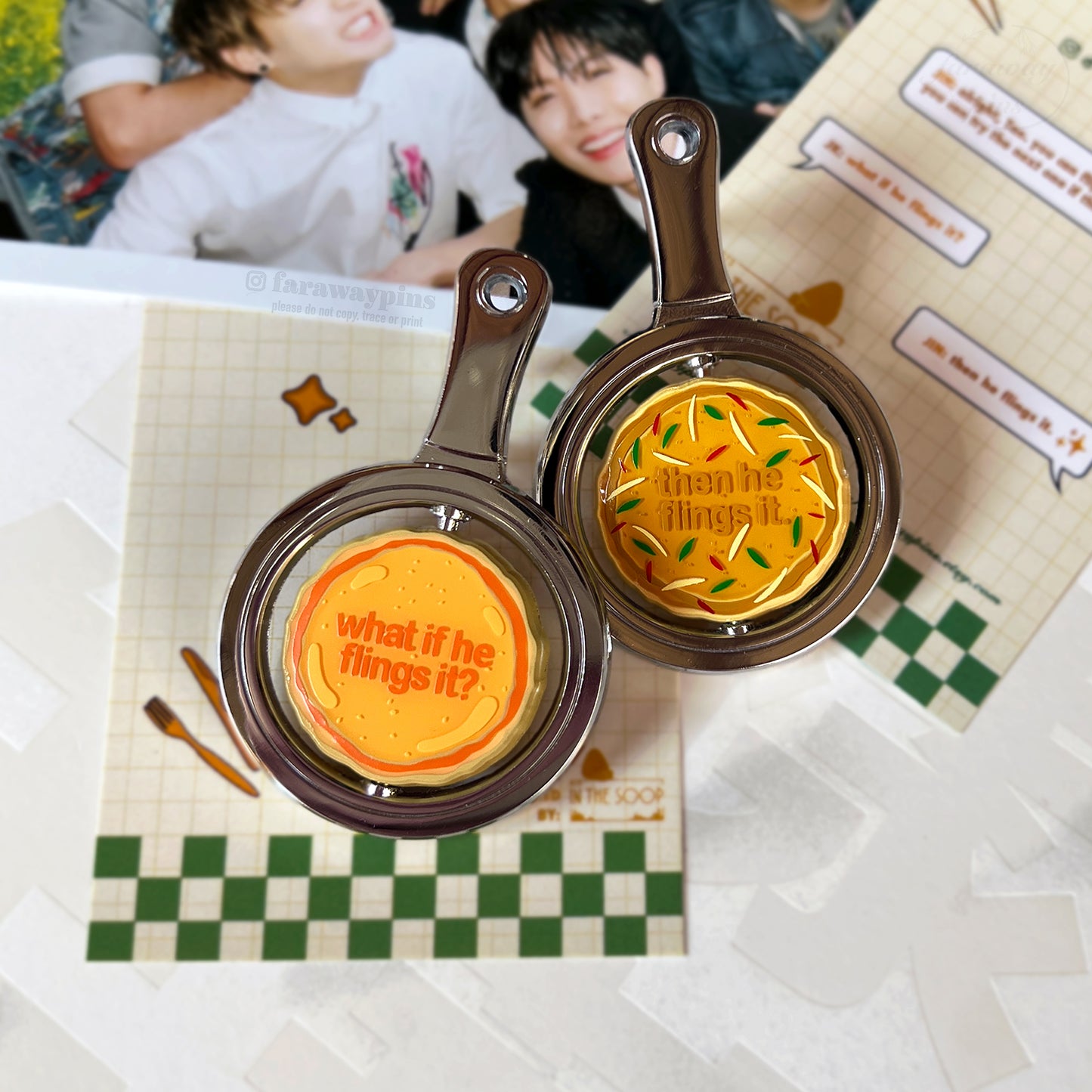 In the Soop Pancake Flip Spinning Pin/Keychain