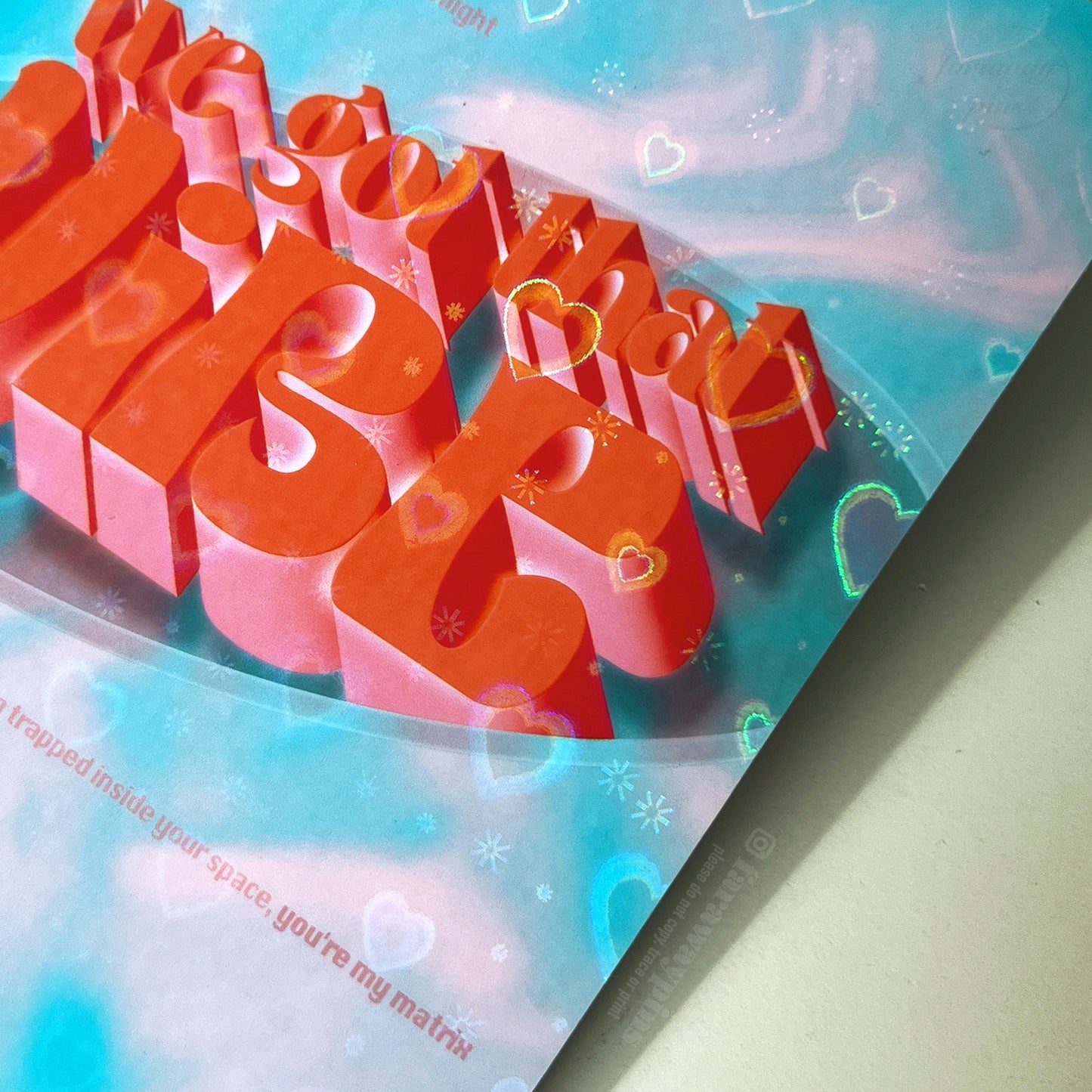 Vibe Heart Holographic Word Art Print