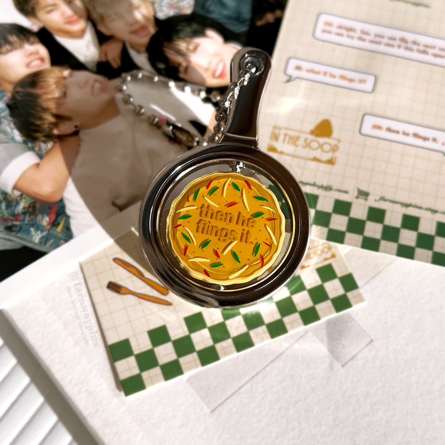 In the Soop Pancake Flip Spinning Pin/Keychain