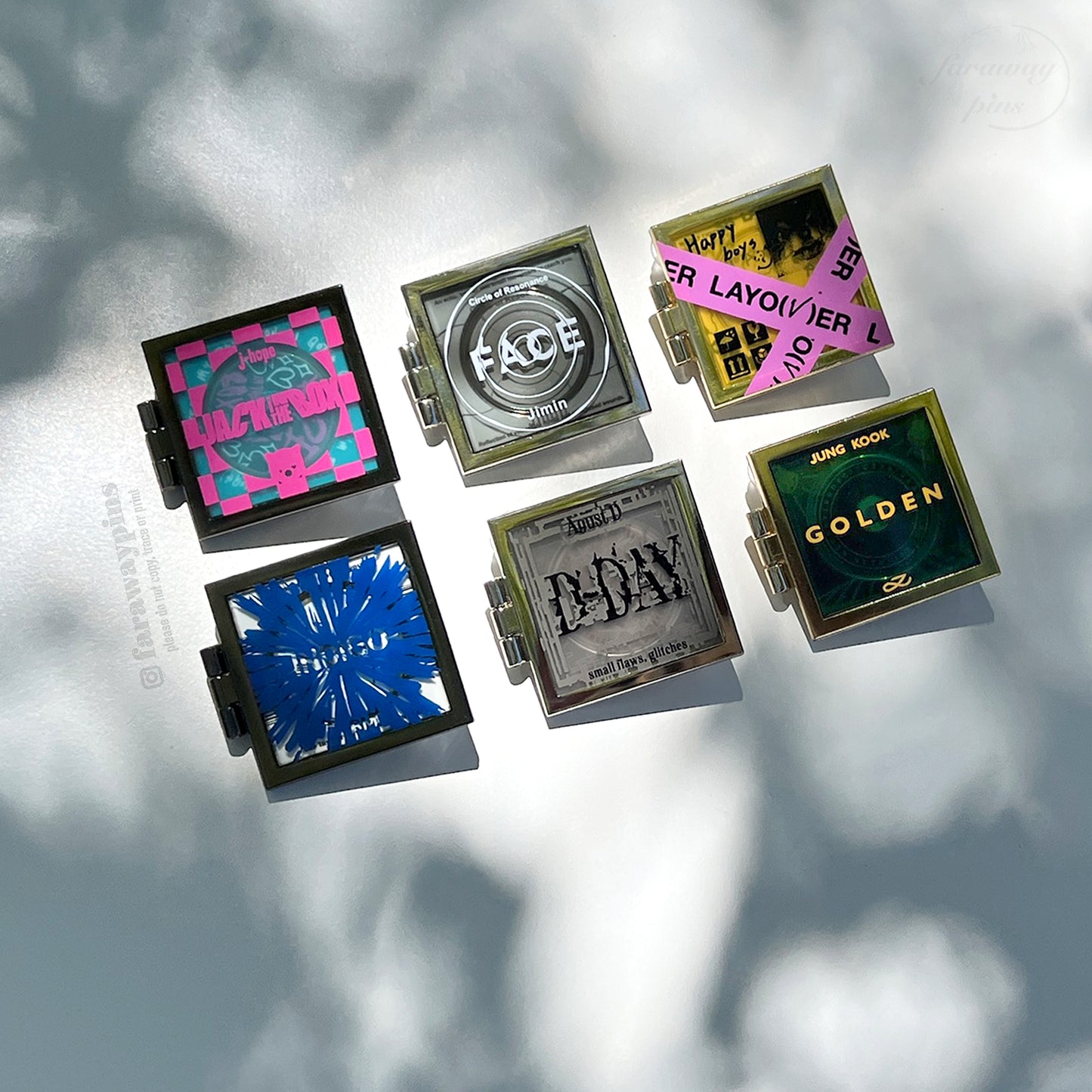 Hinged Album & CD Spinner Pins (Full 6-Piece Sets) (Members' Solo Albums)