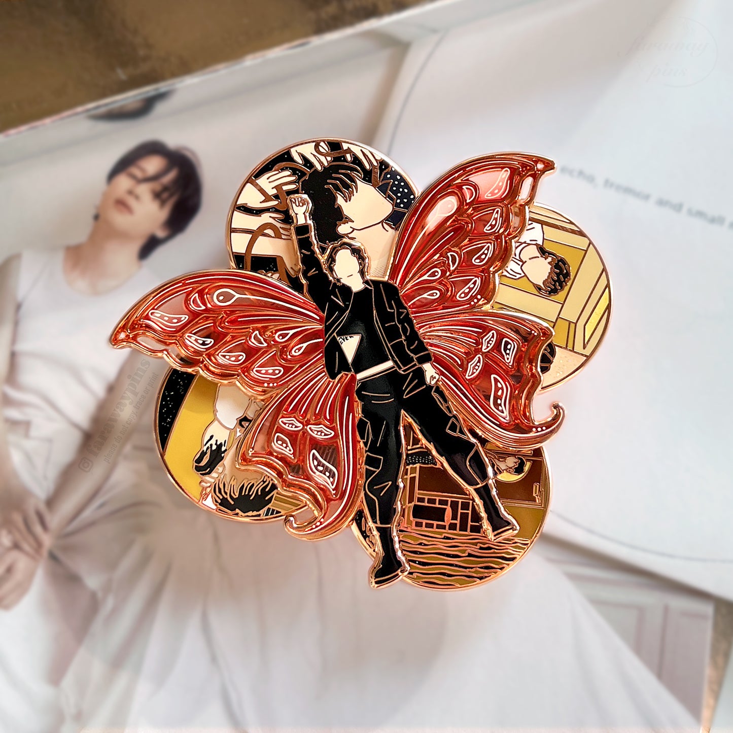 Jimin's FACE Spinner Pins (Rose Gold / Black Plating)