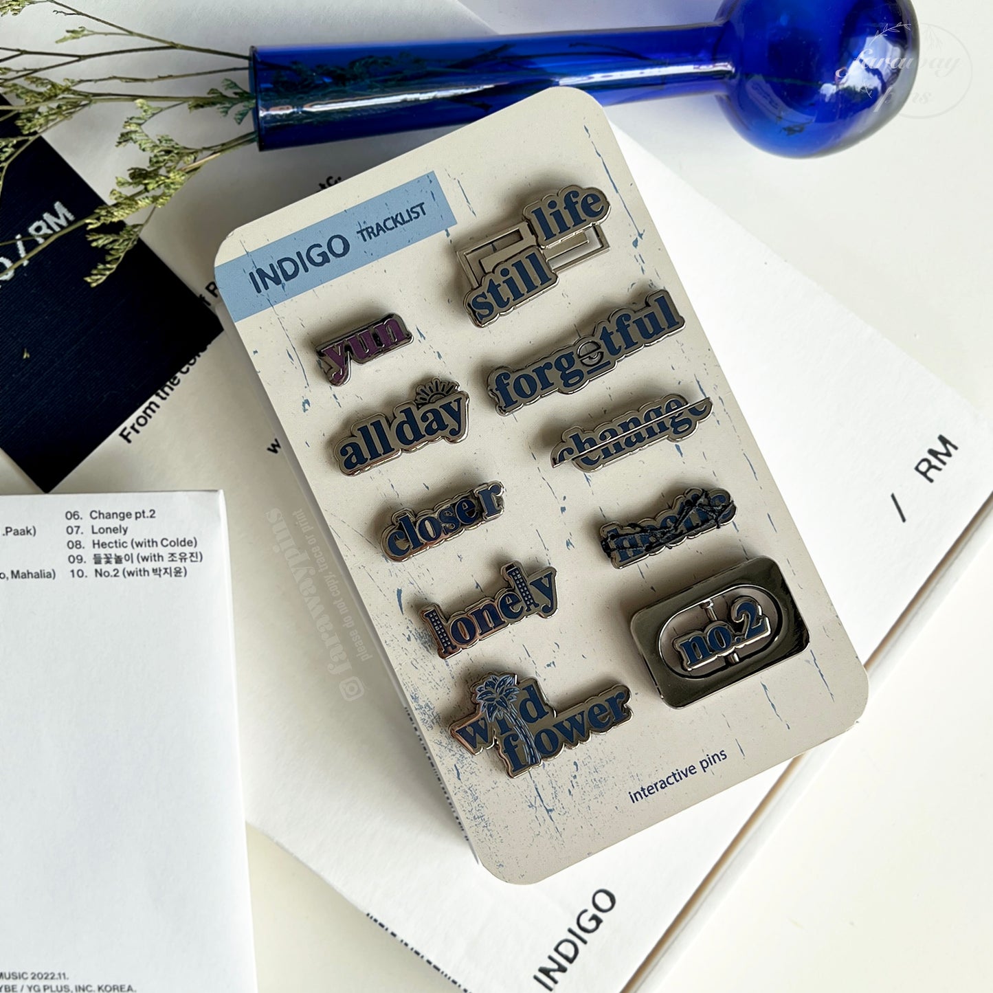 RM/Namjoon's Indigo Tracklist Pins (Individual Pieces & Sets) (15% OFF)