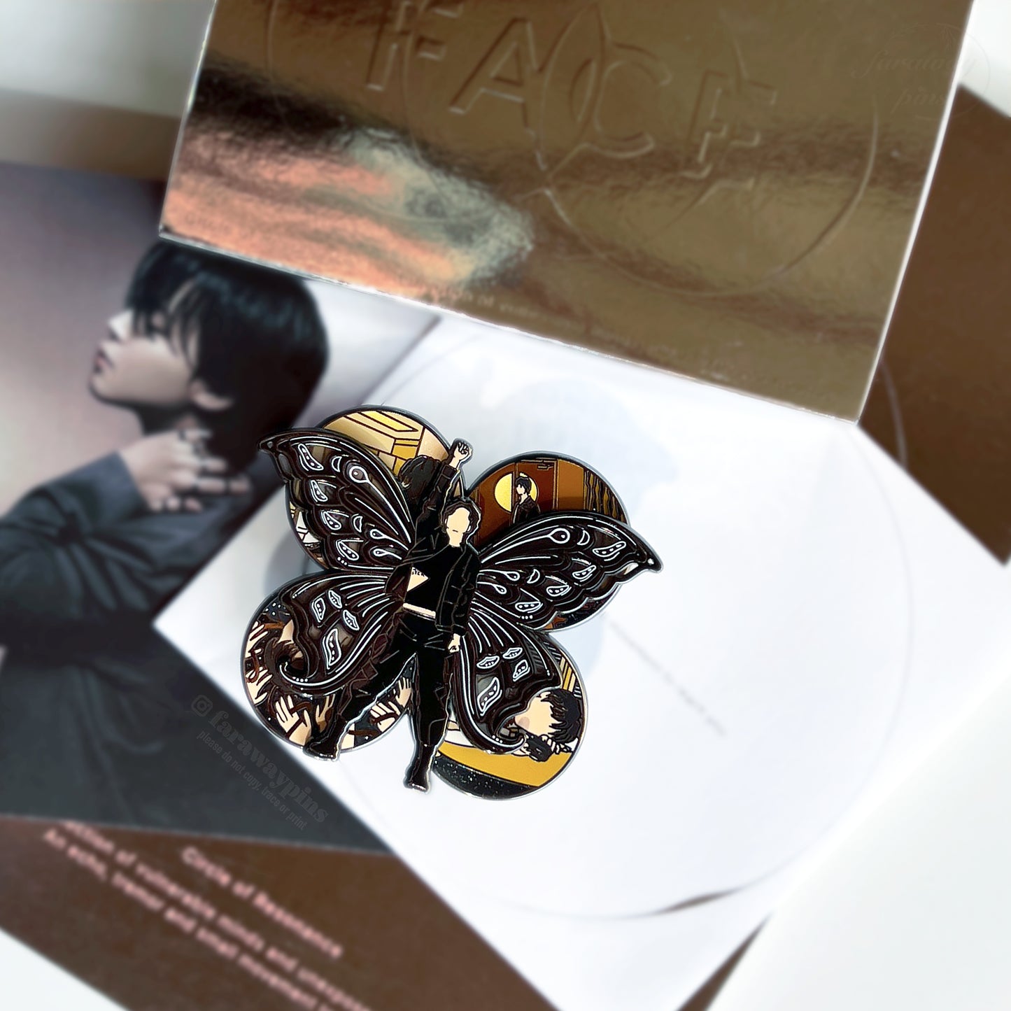 Jimin's FACE Spinner Pins (Rose Gold / Black Plating)