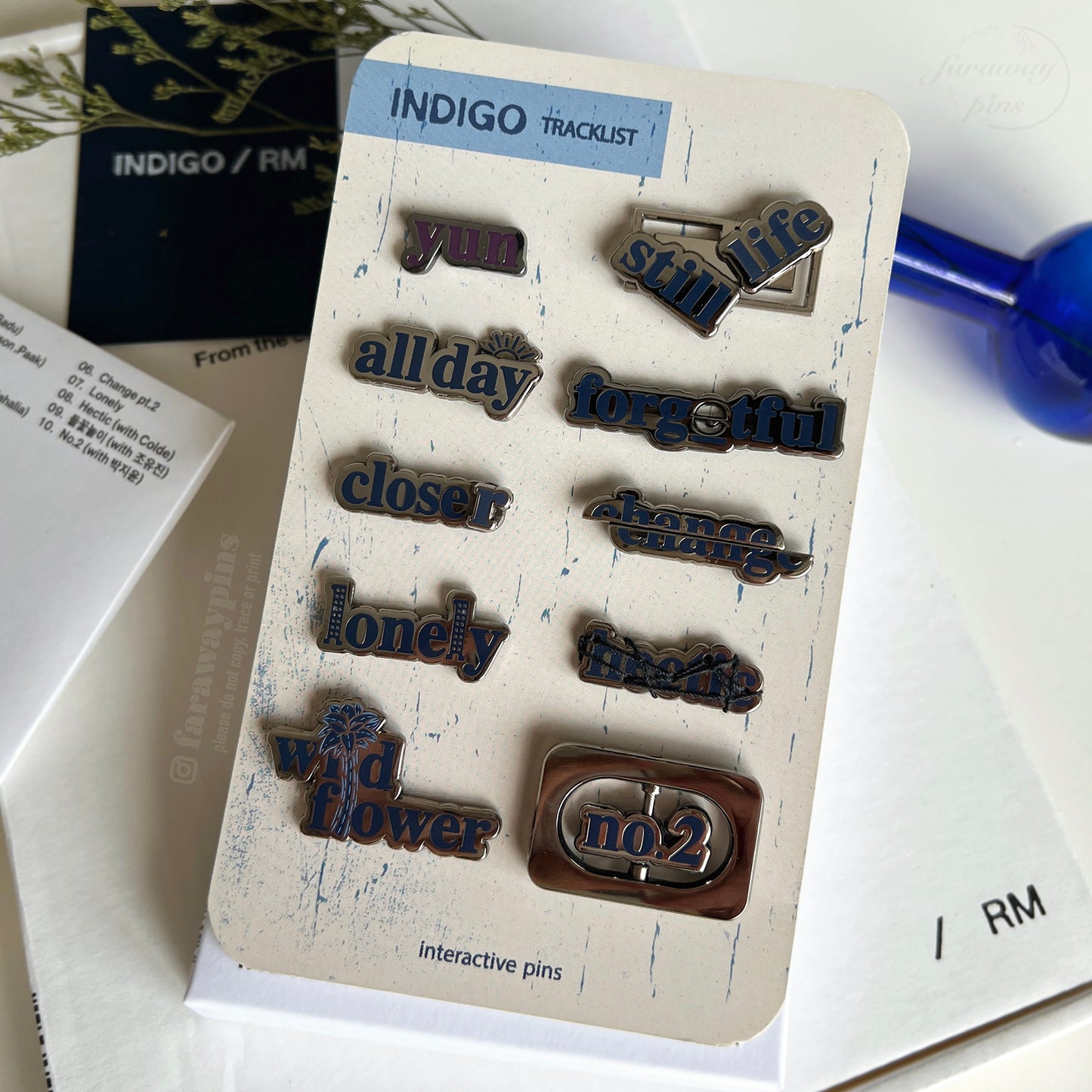 RM/Namjoon's Indigo Tracklist Pins (Individual Pieces & Sets) (15% OFF)