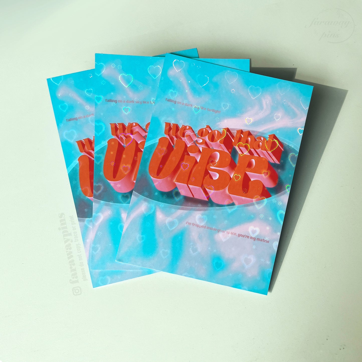 Vibe Heart Holographic Word Art Print