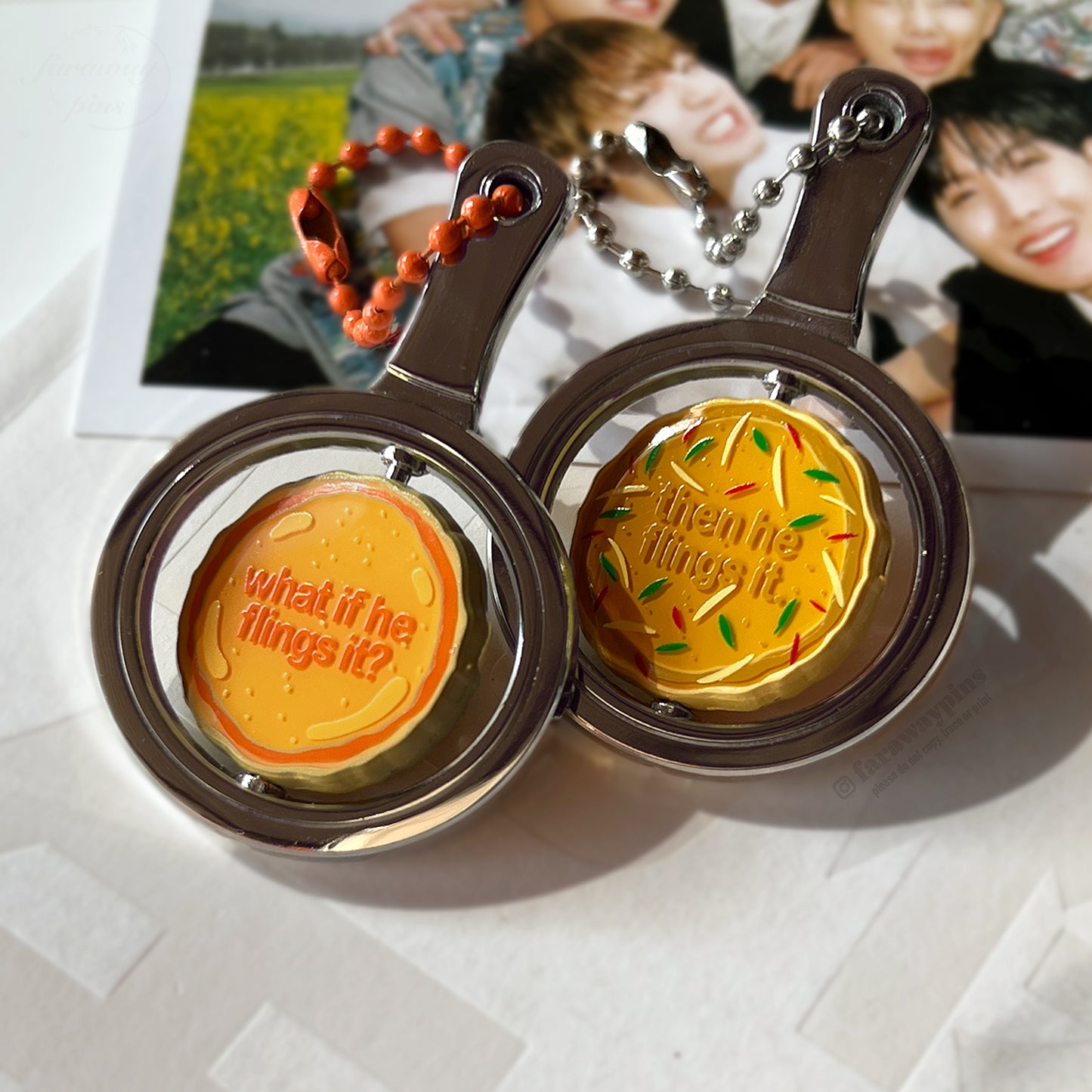 In the Soop Pancake Flip Spinning Pin/Keychain