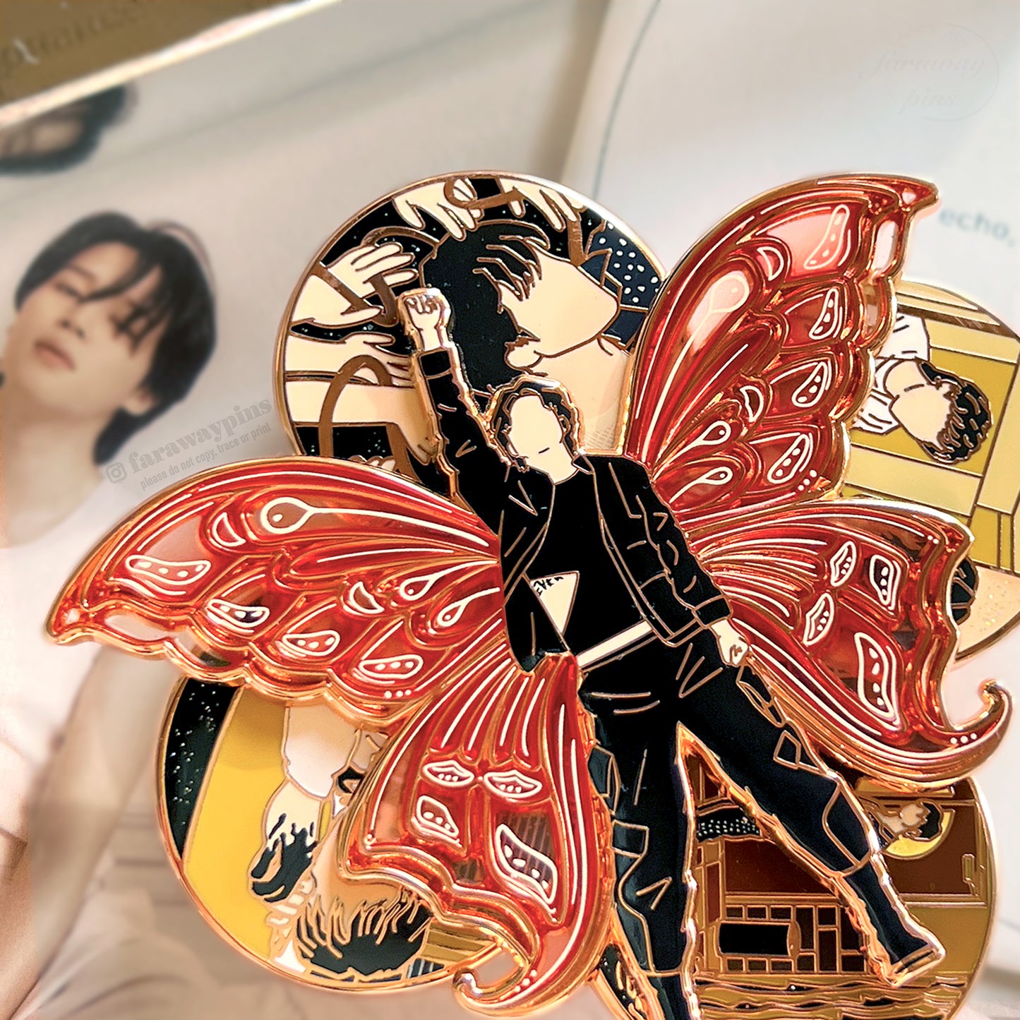 Jimin's FACE Spinner Pins (Rose Gold / Black Plating)