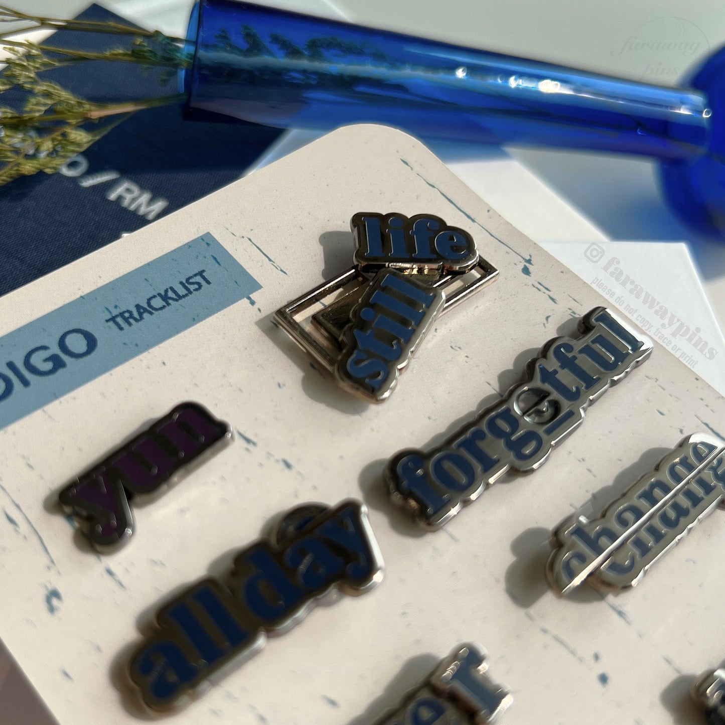 RM/Namjoon's Indigo Tracklist Pins (Individual Pieces & Sets) (15% OFF)