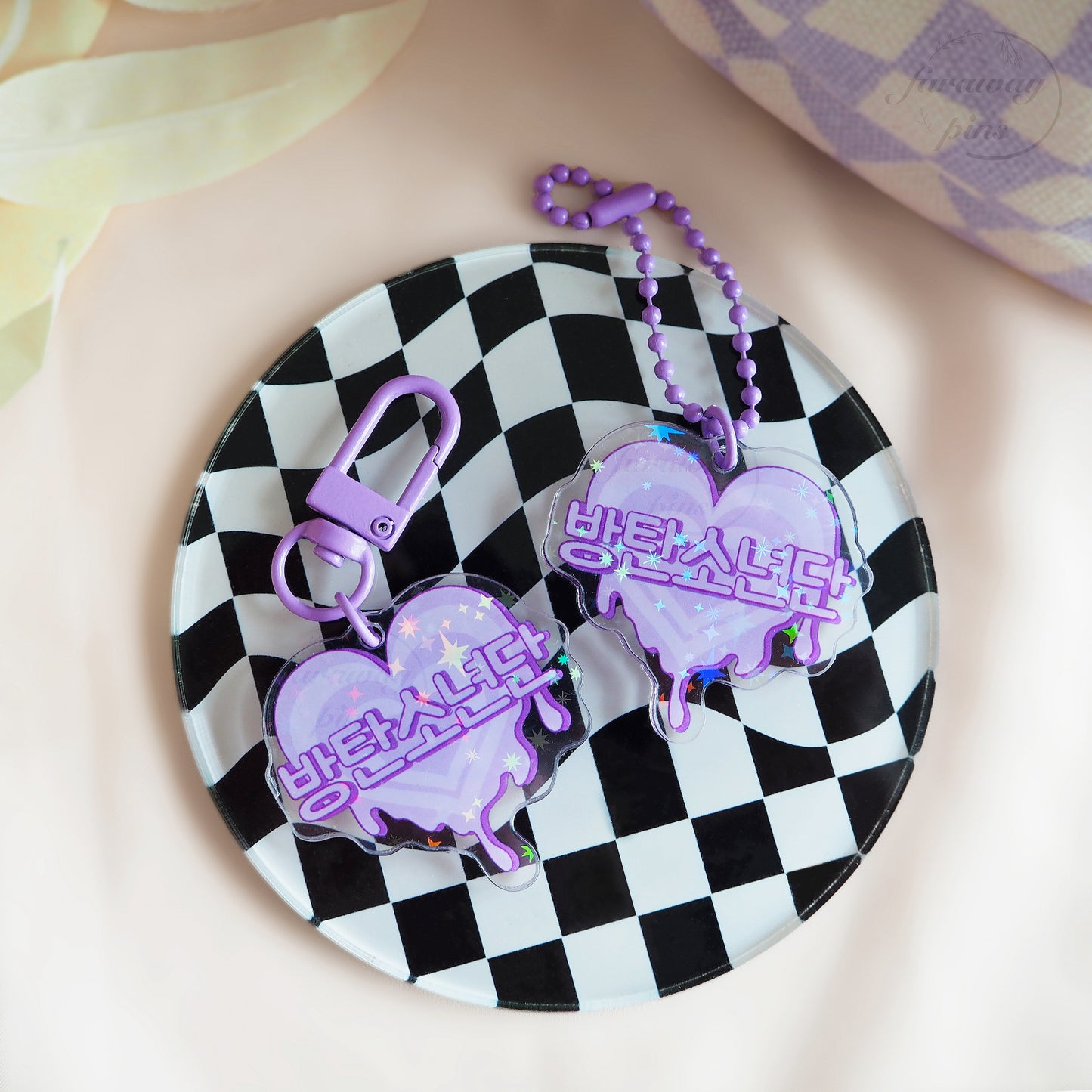 Bangtan Holographic Heart Charms (15% OFF)