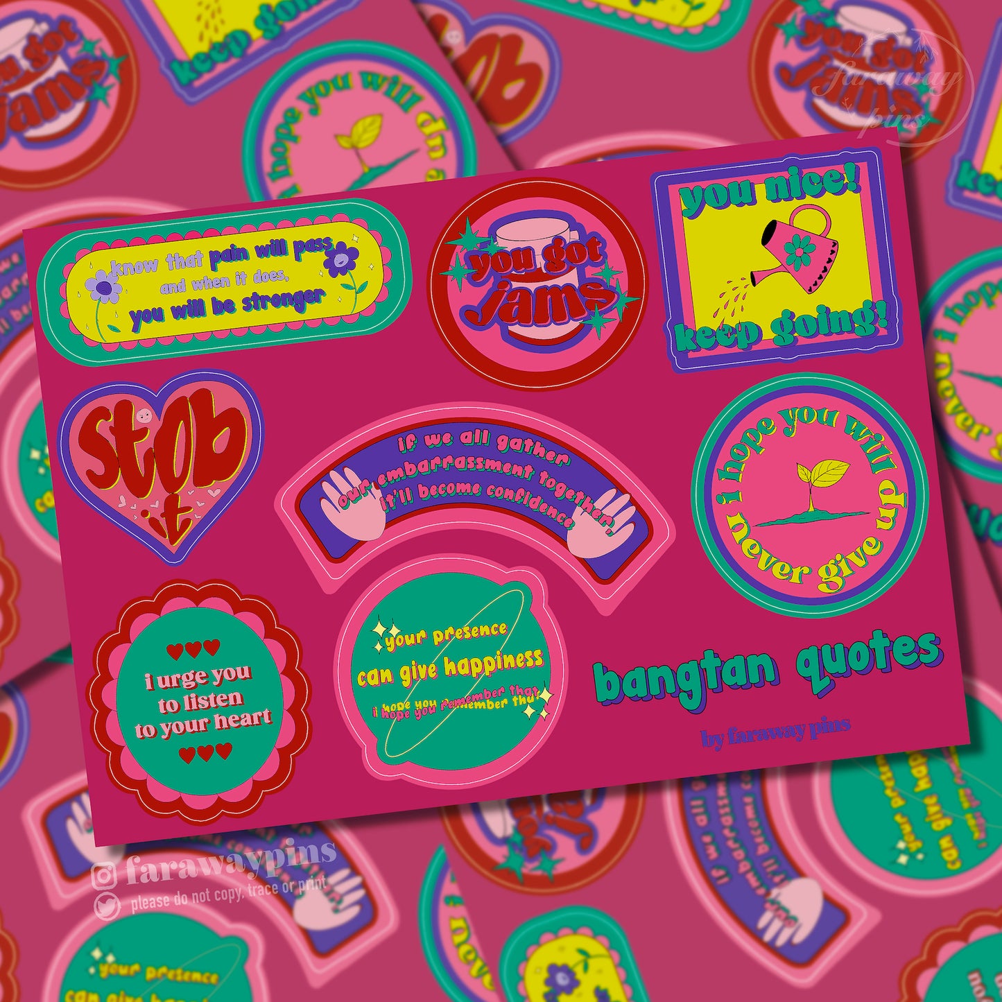 Bangtan Quotes Retro Stickers