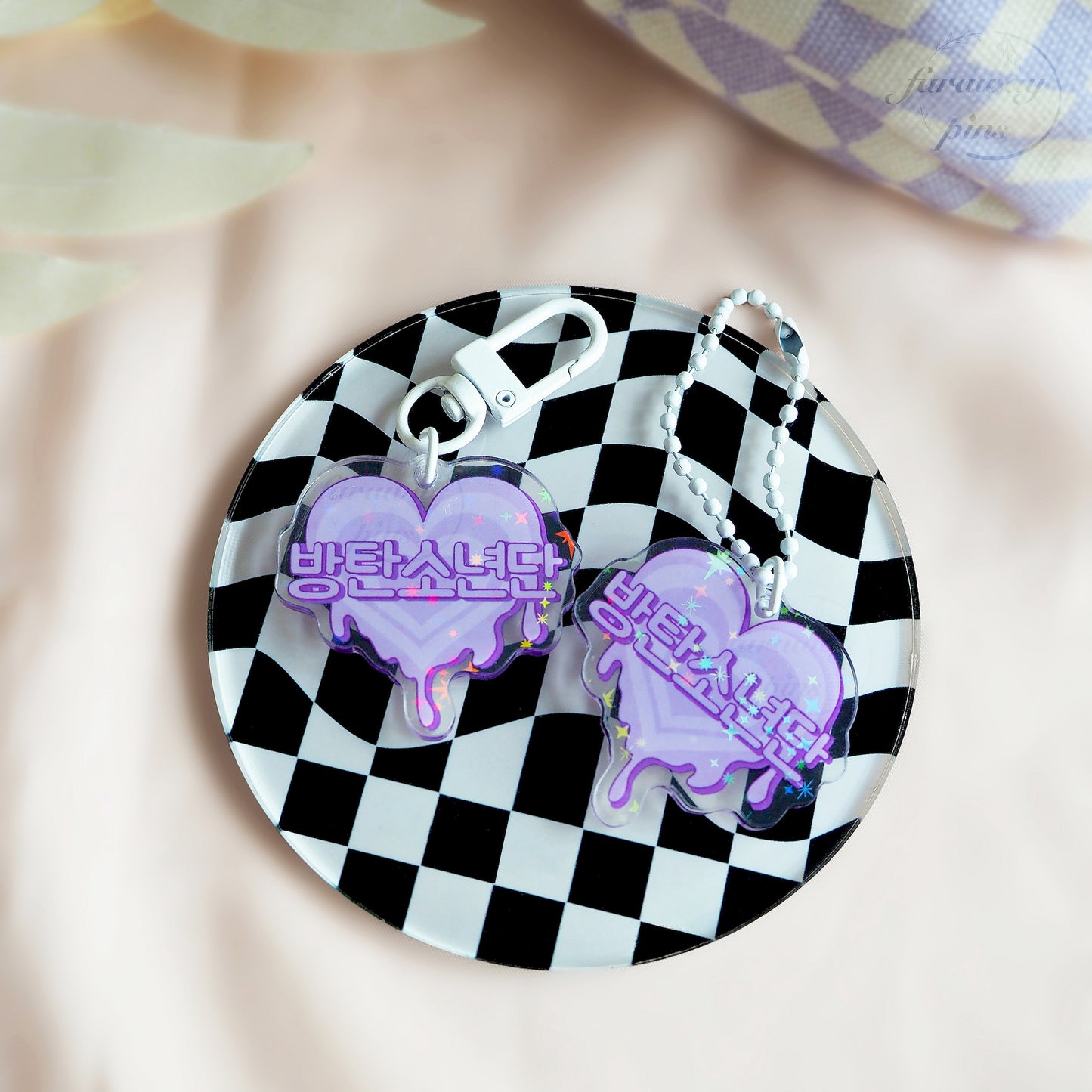 Bangtan Holographic Heart Charms (15% OFF)