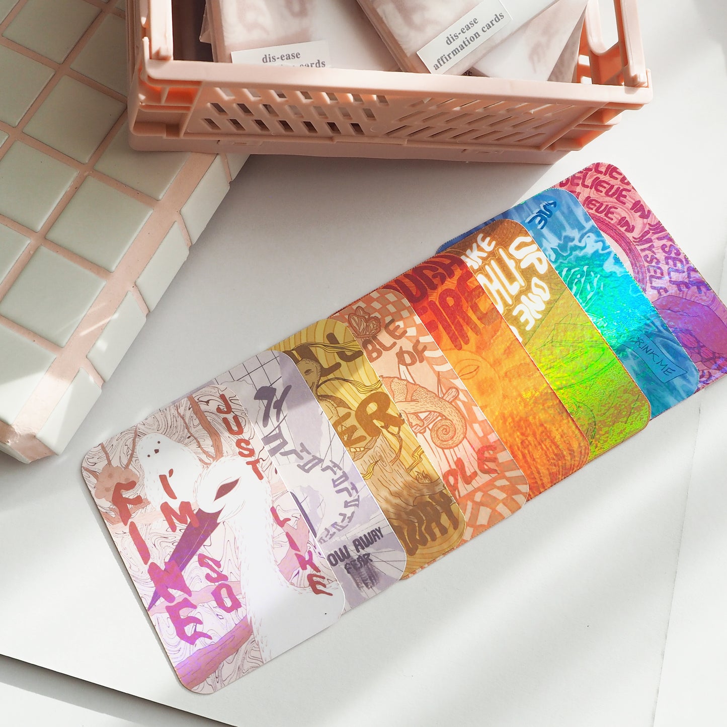 Dis-ease Inspired Holographic Affirmation Cards