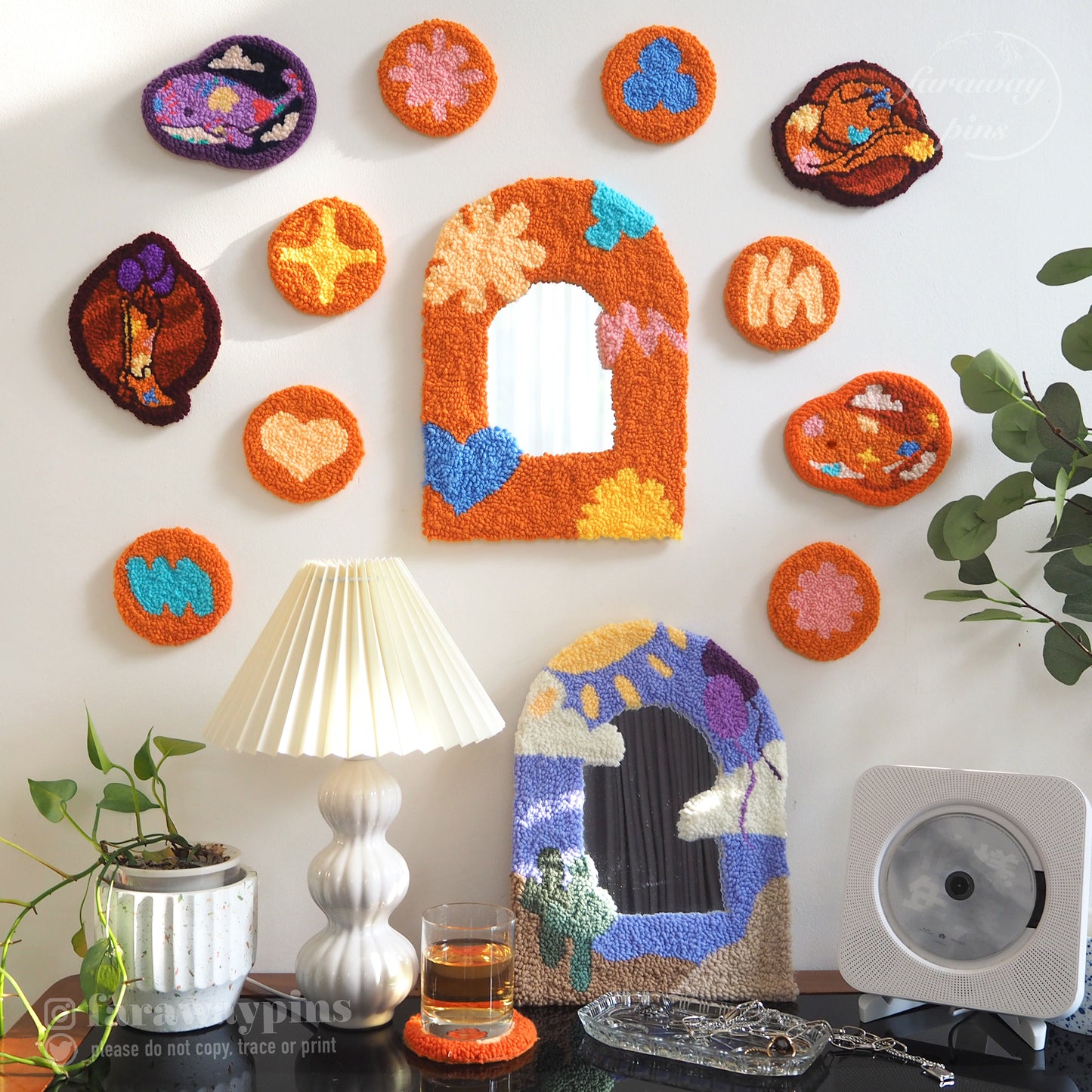 [SAMPLES] Permission To Dance Shapes/Symbols Punch Needle Mug Rugs