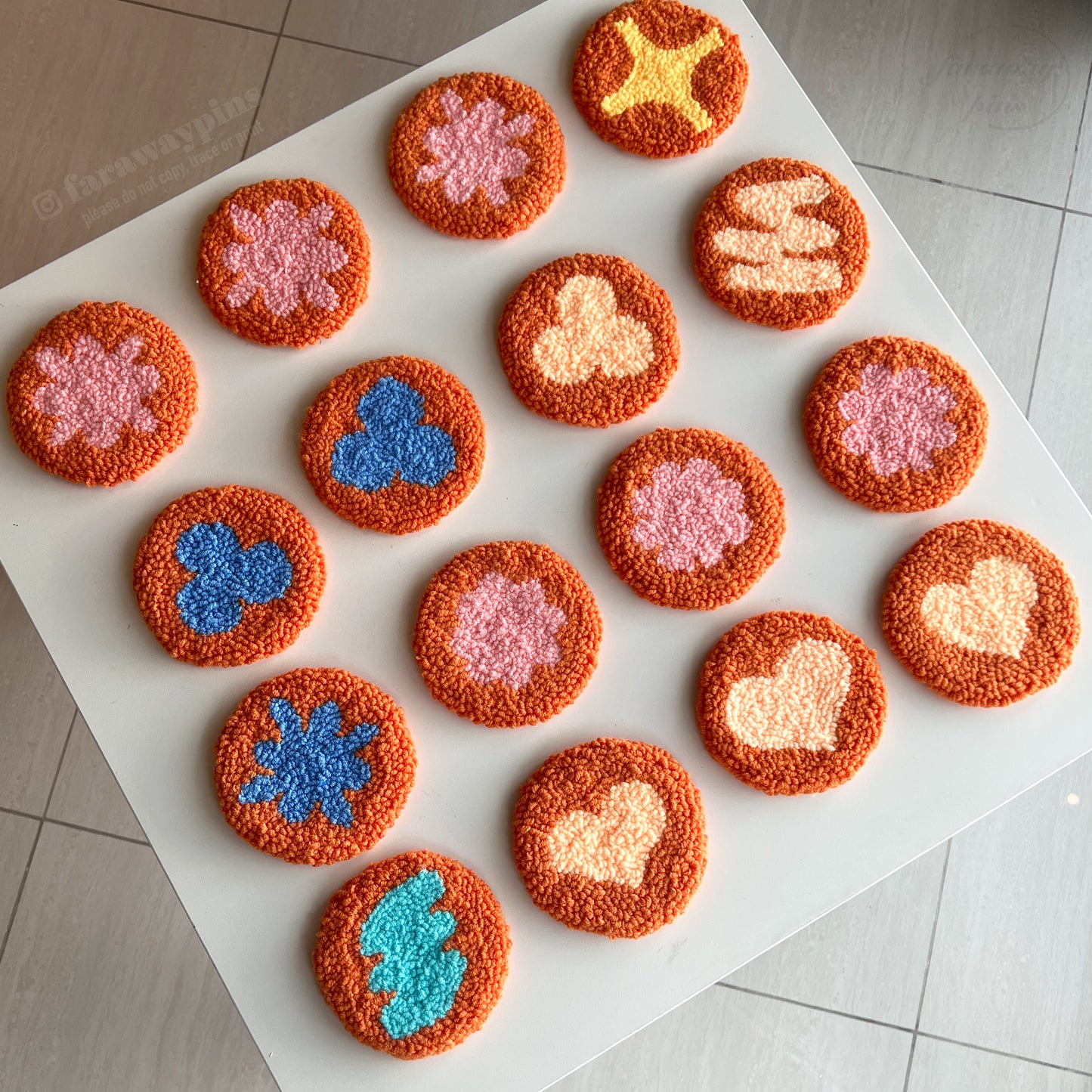 [SAMPLES] Permission To Dance Shapes/Symbols Punch Needle Mug Rugs