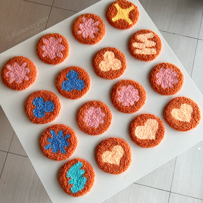 [SAMPLES] Permission To Dance Shapes/Symbols Punch Needle Mug Rugs