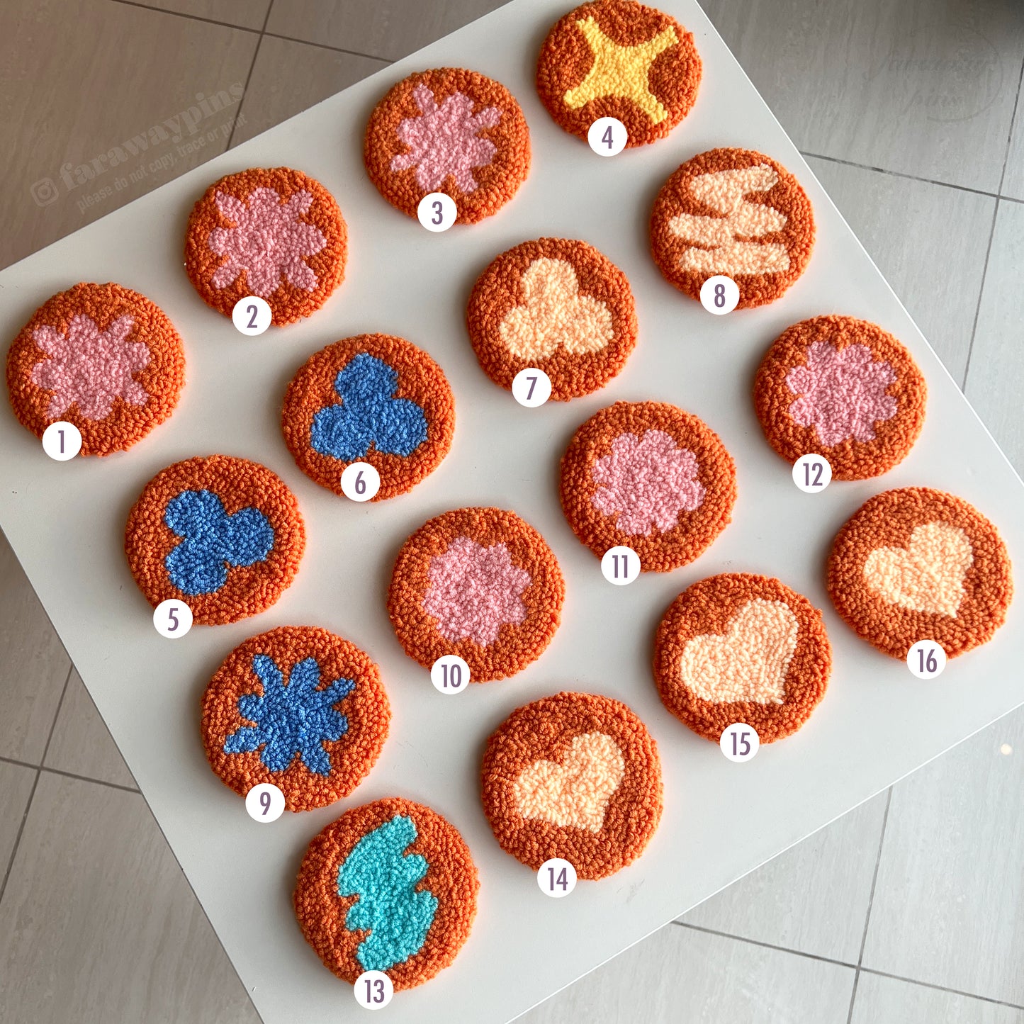 [SAMPLES] Permission To Dance Shapes/Symbols Punch Needle Mug Rugs